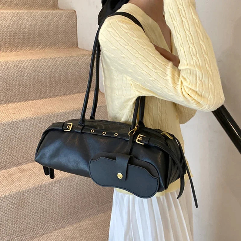 Buckle Decoration Fashion PU Shoulder Bag Solid Large Capacity All-match Handbags Purse 2026 Hot Sale Bags for Women Bolsa Mujer