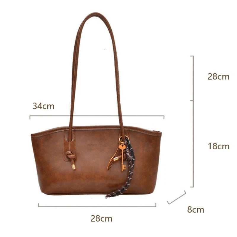 PU Leather Shoulder Bag for Women Y2K Simple Fashion Girl Handbag Large Capacity Female Crossbody Bag SolidColor Retro Tote Bags