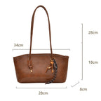 PU Leather Shoulder Bag for Women Y2K Simple Fashion Girl Handbag Large Capacity Female Crossbody Bag SolidColor Retro Tote Bags