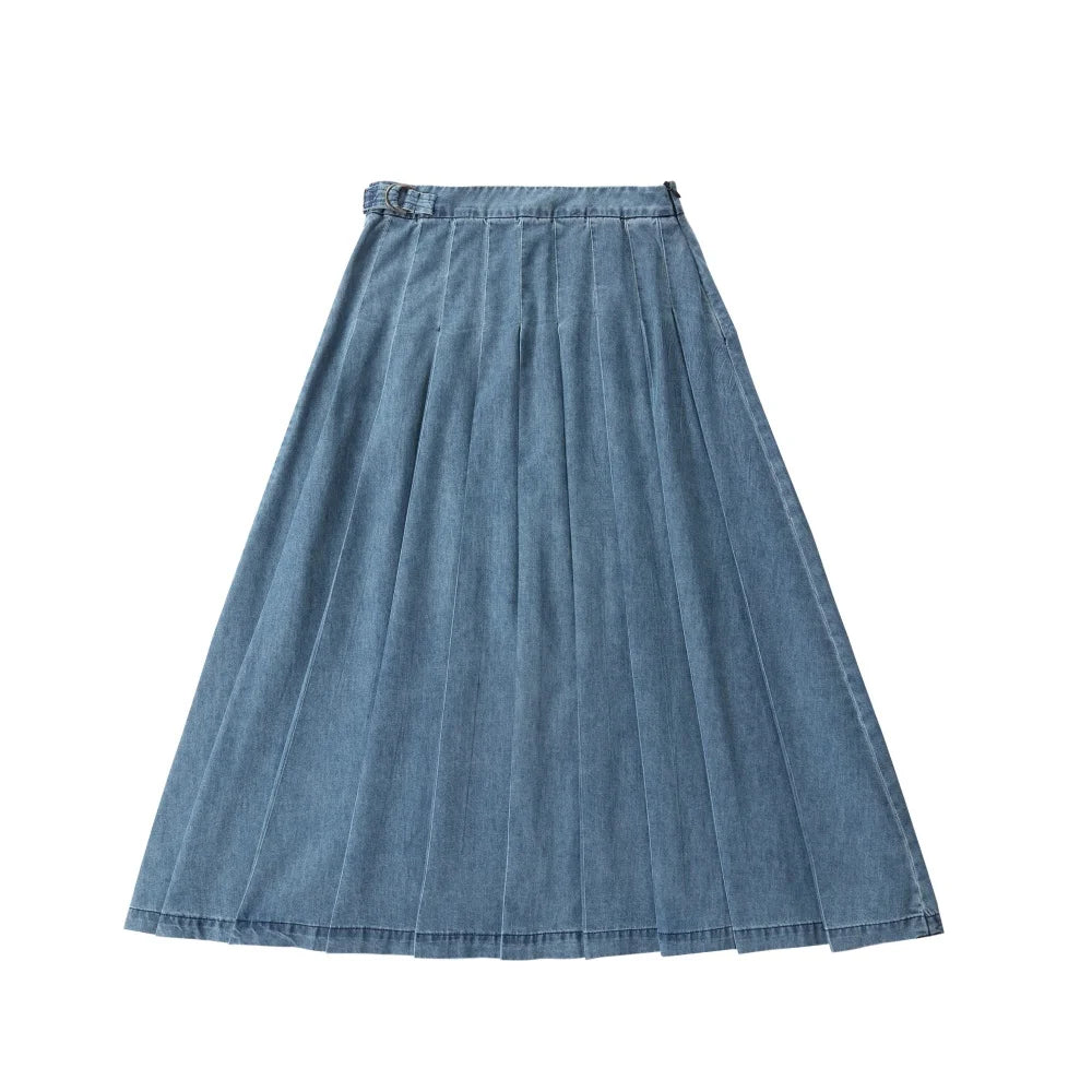 AP SS26 Panel Pleated Washed Denim Skirts Teen Girls Women Fashion Cotton Jeans Skirts Clothing