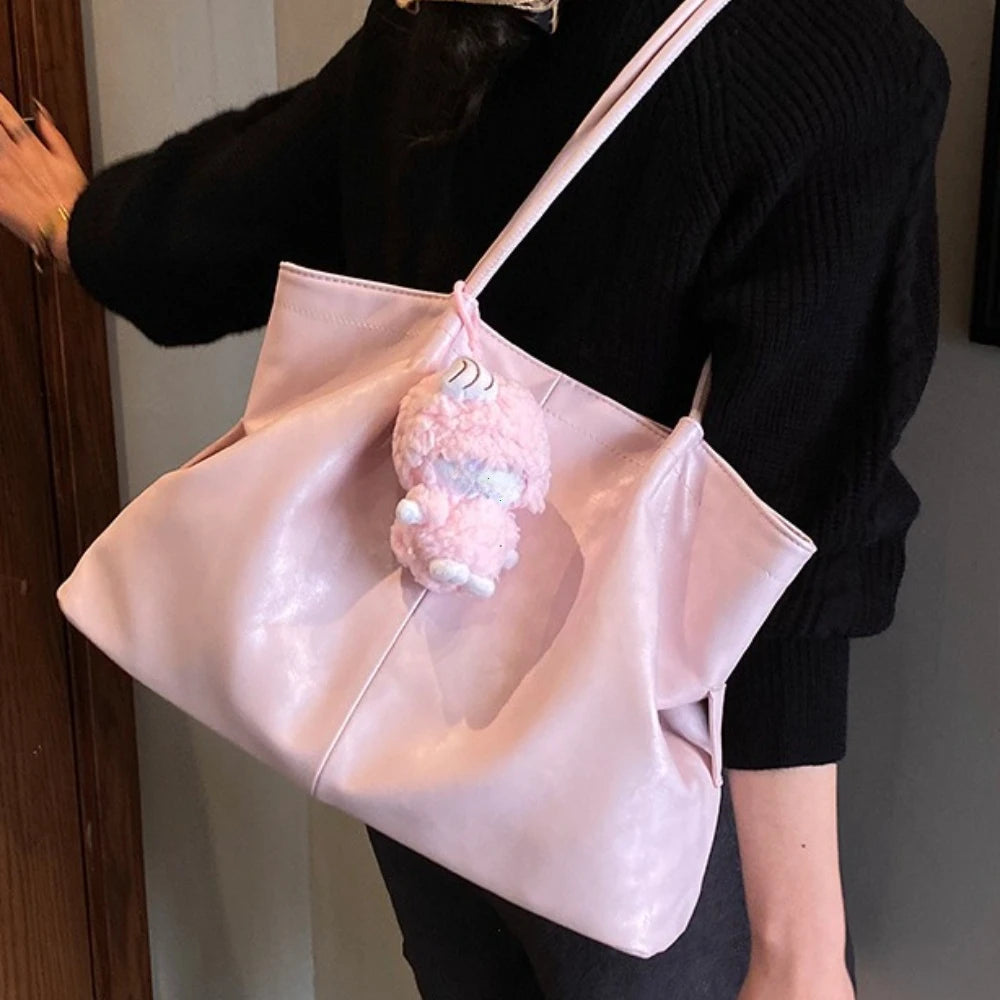 Retro Suede Matte Texture Tote Bag Women's Large Capacity Commuter Single Shoulder Armpit Bag Spring Summer New Style Handbag