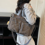 Women's Shoulder Bag, Large-Capacity Casual Multifunctional Commuter Handbag, Versatile Diamond Quilted Design Crossbody Bag