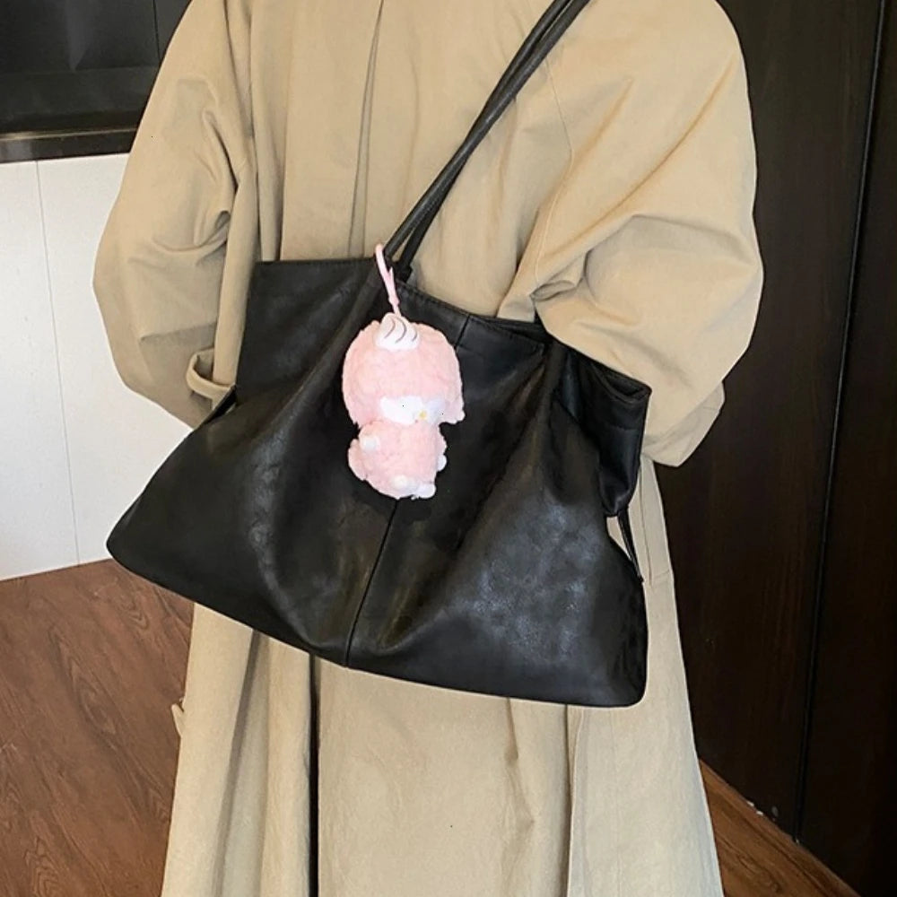 Retro Suede Matte Texture Tote Bag Women's Large Capacity Commuter Single Shoulder Armpit Bag Spring Summer New Style Handbag