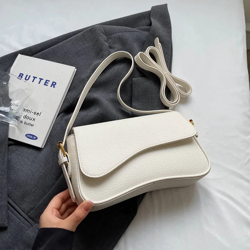 Vintage PU Leather Crossbody Bags For Women Red Lychee Pattern Flap Shoulder Bag Simple Fashion Satchels Handbags and Purses