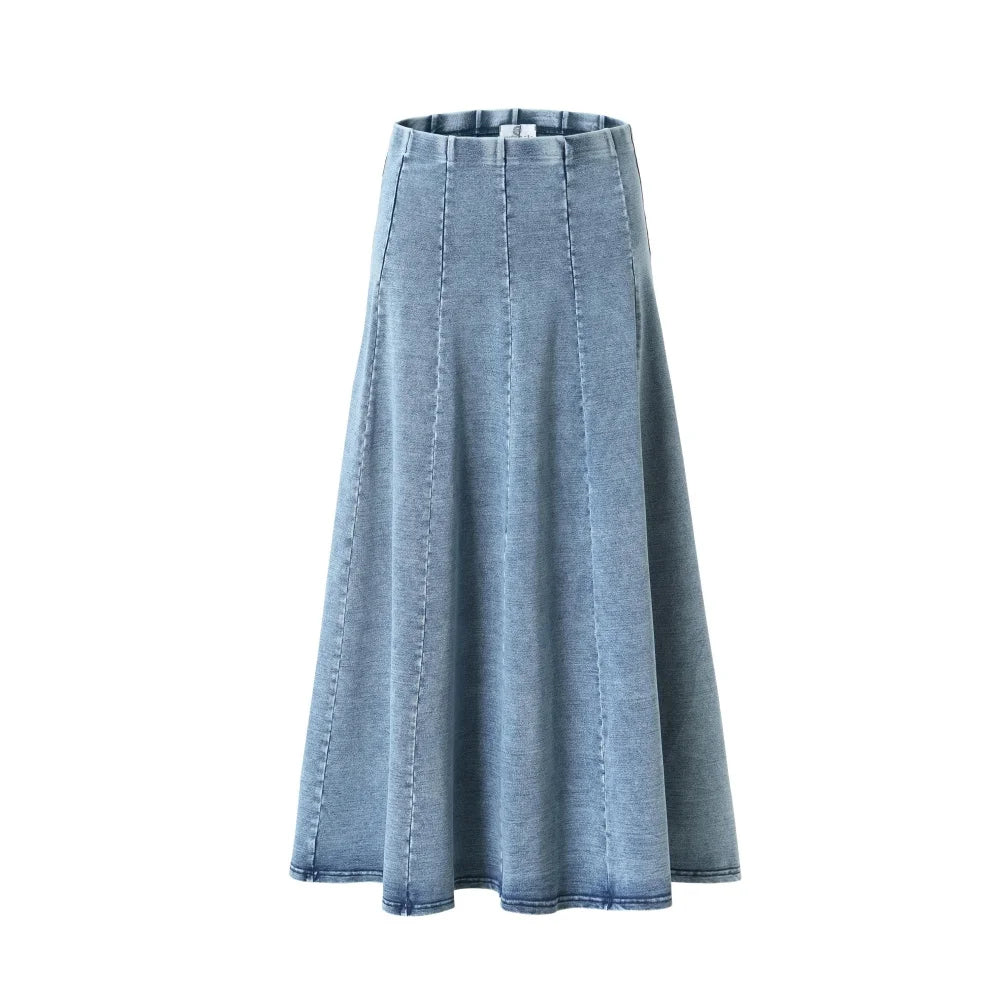 AP SS26 Panel Pleated Washed Denim Skirts Teen Girls Women Fashion Cotton Jeans Skirts Clothing