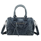 Luxury Designer City Tote Bag for Women Retro Washed Denim Cloth Splicing Fringed Shoulder Portable Messenger Bag Handbags