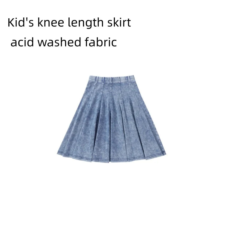 AP SS26 Panel Pleated Washed Denim Skirts Teen Girls Women Fashion Cotton Jeans Skirts Clothing
