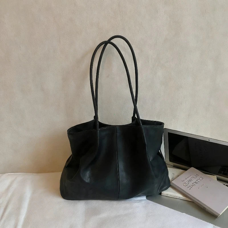 Retro Suede Matte Texture Tote Bag Women's Large Capacity Commuter Single Shoulder Armpit Bag Spring Summer New Style Handbag