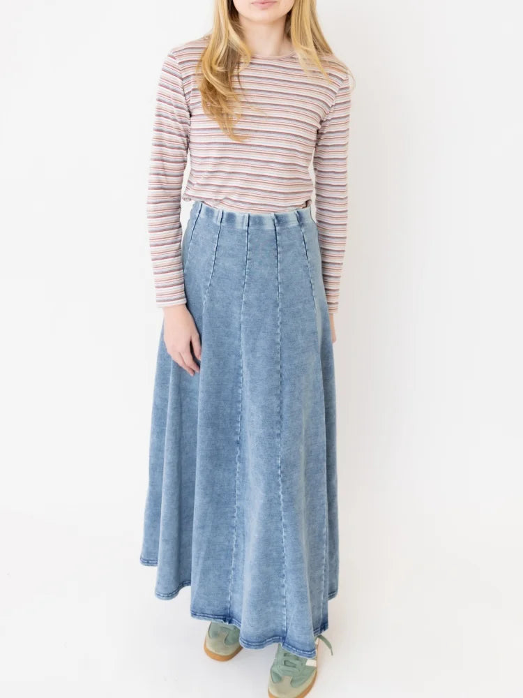 AP SS26 Panel Pleated Washed Denim Skirts Teen Girls Women Fashion Cotton Jeans Skirts Clothing