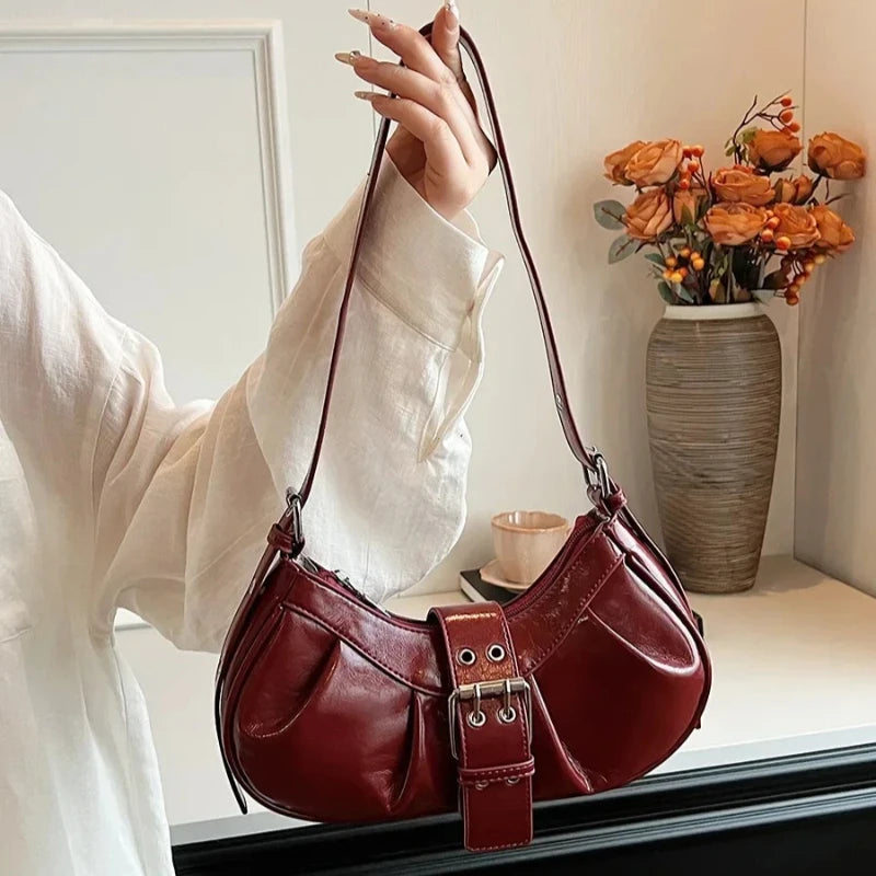 Buckle Decoration Fashion PU Shoulder Bag Solid Large Capacity All-match Handbags Purse 2026 Hot Sale Bags for Women Bolsa Mujer