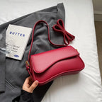 Vintage PU Leather Crossbody Bags For Women Red Lychee Pattern Flap Shoulder Bag Simple Fashion Satchels Handbags and Purses