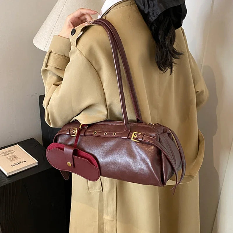 Buckle Decoration Fashion PU Shoulder Bag Solid Large Capacity All-match Handbags Purse 2026 Hot Sale Bags for Women Bolsa Mujer