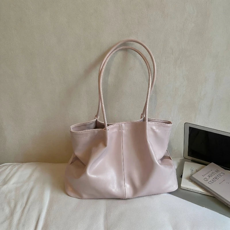 Retro Suede Matte Texture Tote Bag Women's Large Capacity Commuter Single Shoulder Armpit Bag Spring Summer New Style Handbag