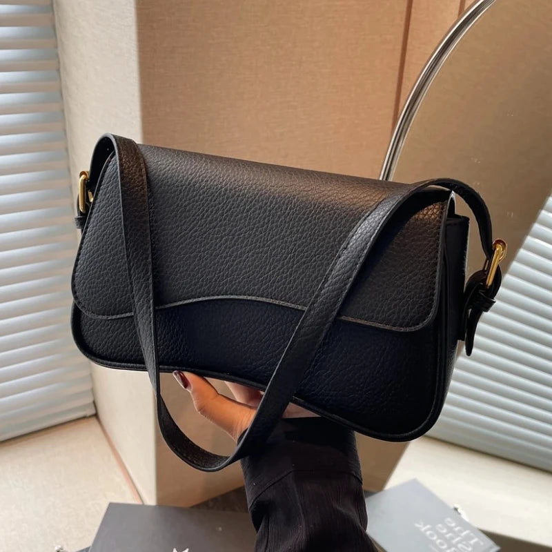 Vintage PU Leather Crossbody Bags For Women Red Lychee Pattern Flap Shoulder Bag Simple Fashion Satchels Handbags and Purses